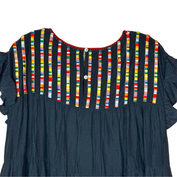Boho Embroidered Short Sleeve Tiered Flare Dress - Picture 7 of 8